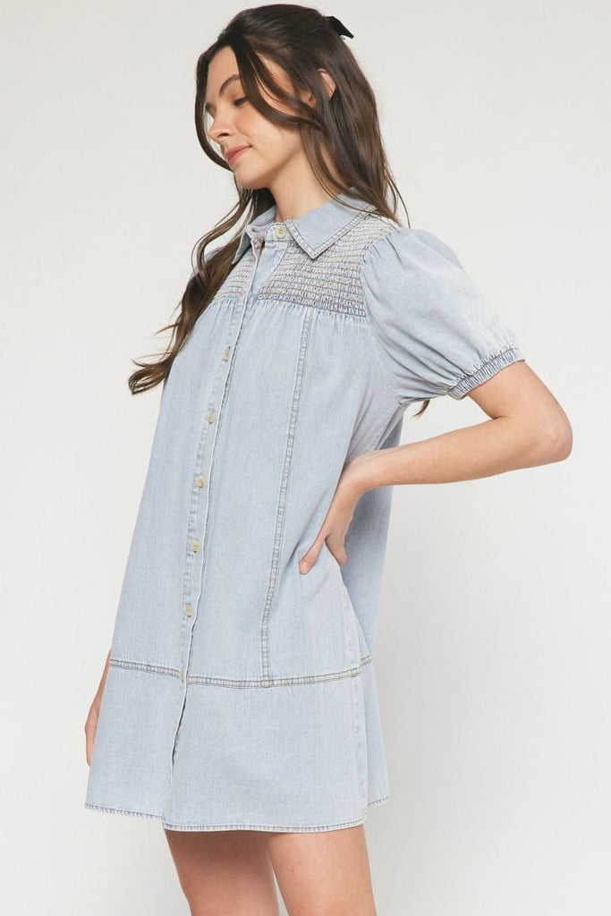 entro denim dress Denim Mini Dress