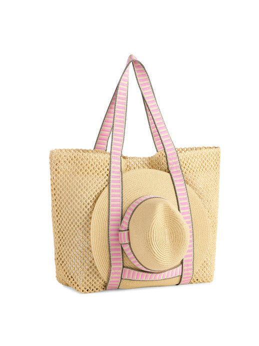 DORIAN TOTE AND HAT SET: PINK