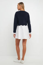 Women's Scalloped Knit Poplin Combo Dress