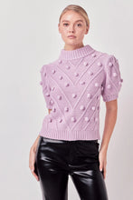 Lilac Pom Pom Puff Sleeve Sweater