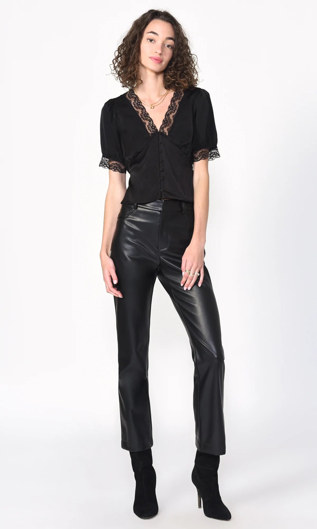 Topshop faux leather trousers in black | ASOS