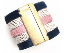 Peyton Colorblock Cuff - navy/blush and tan