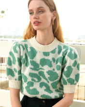 Rita Jacquard Puff Sleeve Leopard Sweater