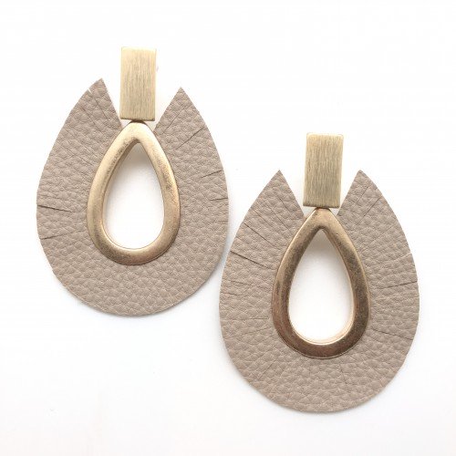 Leather Polly Hoops (Beige, Brown, Black or White)